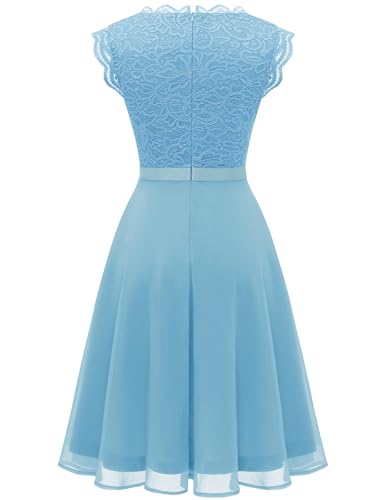 Image of Dressystar Women's V Neck Sleeveless Lace Bridesmaid Dress Wedding Party Gown
