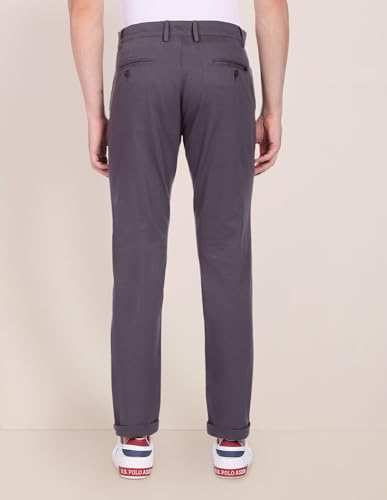 Image of U.S. Polo ASSN. Men's Regular Solid Textured Austin Trim Fit Mid Rise Casual Trousers