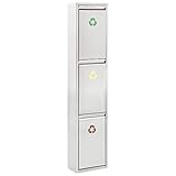 La papelera de reciclaje tiene una carcasa de acero inoxidable con acabado mate, lo que le da un aspecto elegante