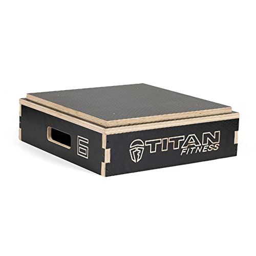Titan Fitness Anti-Slip 6in Stackable Wooden Plyometric Box, Pro-Duty Plyo Box, Jump Step-Up Box Squat, Home Garage Gym Training