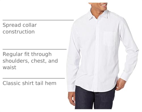 Image of Amazon Essentials Men's Regular-Fit Long-Sleeve Casual Poplin Shirt, Button Front, Business Casual, Collared