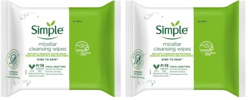 Image of Simple Kind To Skin Micellar Cleansing Wipes 25 Wipes (Pack of 2)