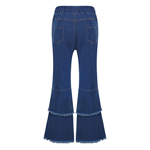 Jhaoyu Girls Tassel Flared Jeans Elastic Waist Bell Bottom Denim Pants Summer Casual Trousers2