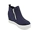Soda Kids/Children/Girls Taylor-2 Hidden Wedge Booties Fashion Sneaker Shoes Side Zipper (Navy Imit Suede, 5)