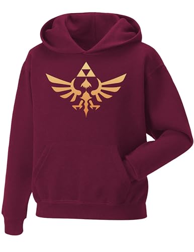 Image of Daily Apparel Inspired Crest of Hyrule Kids Unisex Top hoody Gaming hoodies| Cool Video Game Fan Premium Quality Unisex Pullover Jumper TV Shows for UK Men/Women for Fans, Birthday Christmas Wine