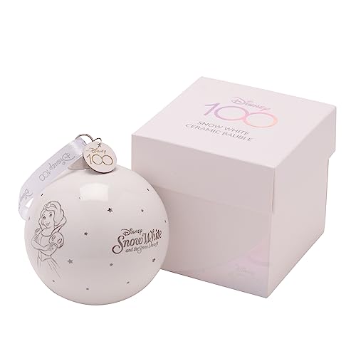 Disney 100 - Bolas de Navidad de cerámica, diseño de Blancanieves en caja blanca