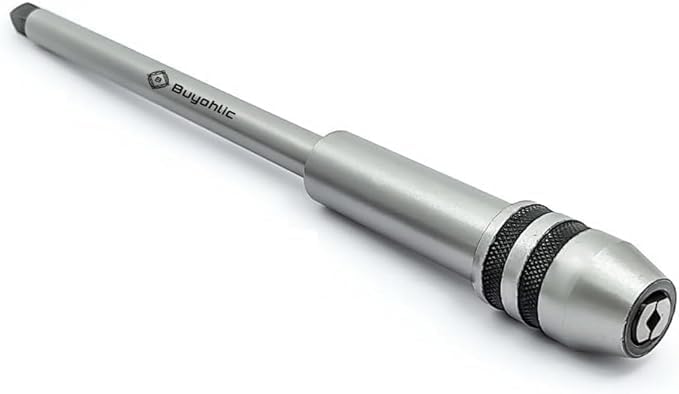 Professional Overall Long Extended Tap Wrench, Metal, Workshop Tool for Threading (3/8" Shank 7" (5/32"- 1/4"))