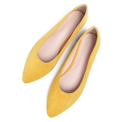 Image of Dear Time Women's Pointed Toe Ballet Flats Simple Casual Office Work Flats Slip-on Comfortable Shoes