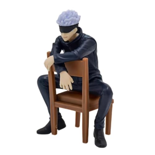 Image of Blue Aura Jujutsu Kaisen Gojo Action Figure Height-11cm Collectible Multicolour PVC | Gojo on Chair