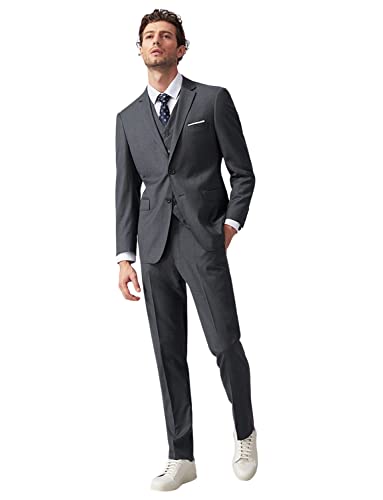 Costume trois pièces homme raffiné veste à revers cranté et pantalon de tailleur de bureau