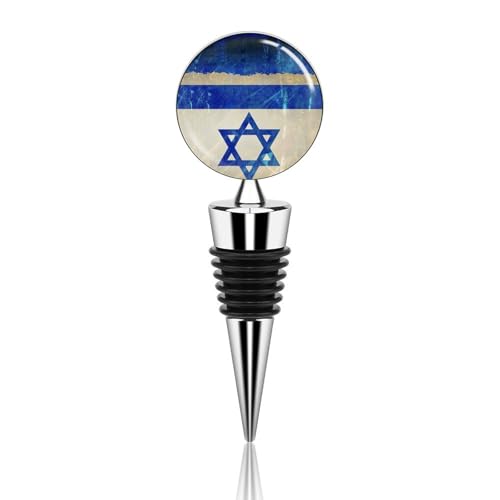 Vintage Israel Flag Metal Wine Bottle Stopper