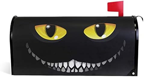 Halloween Black Cat Darkness Glowing Eyes Sinister Smile Mailbox Covers Magnetic Garden Yard Home Decor Standard Size 21" x 18" image 5