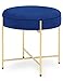 Polsterhocker mit Metallbeinen Runder Schminkhocker mit Stauraum Schemel Elegantes Moderner Design Fußhocker aus Stoff Samt Sitzhocker Samthocker für Schlafzimmer und Wohnzimmer Blau