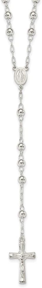 Diamond2Deal Sterling Silver Polished Rosary 26 inch Necklace Gift