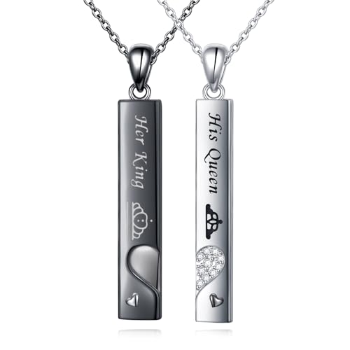 Collier de couple en argent gravé pour des cadeaux de Saint-Valentin