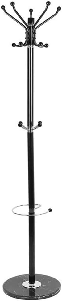 Black Fixed Hall Standing Coat Rack with Umbrella Rack Tree Hat Hanger