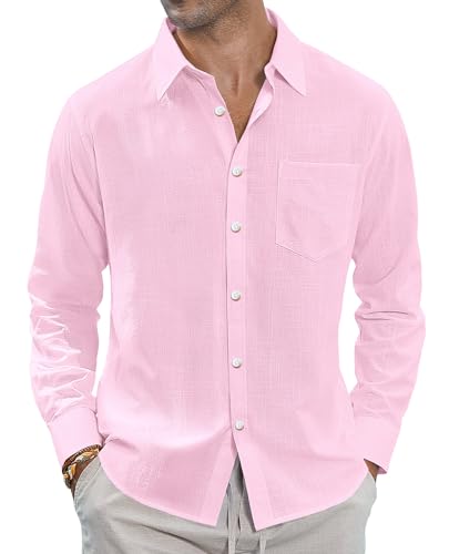 Chemises d'été en lin J.VER légères anti-transpiring homme XL rose