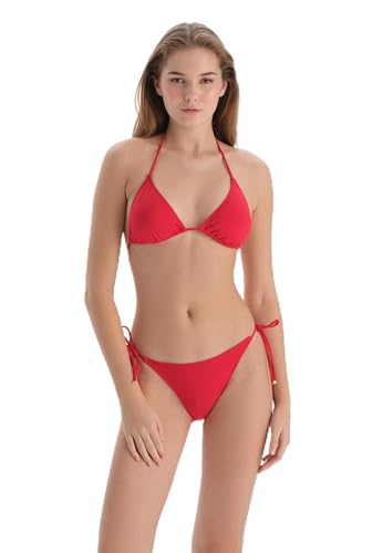 Bas de bikini femme Dagi rouge en tricot haut de gamme avec finitions soignées