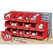Global Industrial Louvered Bench Rack with (22) Red Premium Stacking Bins, 36x15x20