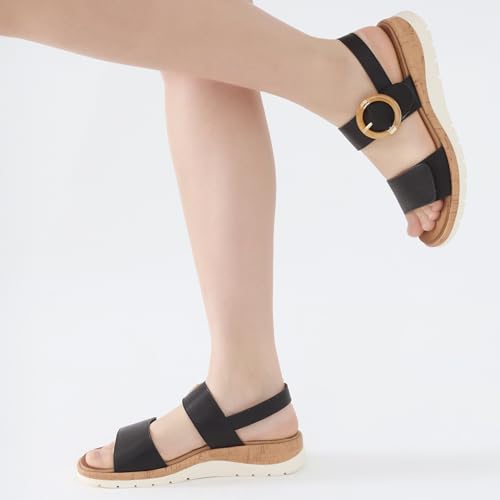 UBFEN Womens Flat Sandals Arch Support Open Toe Walking Comfy Casual Low Wedge Summer Shoes 5