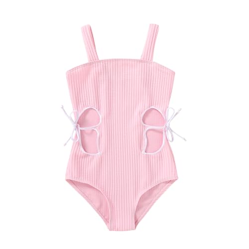 Image of Girls Swimsuit One Piece Bathing Suit Adjustable Straps Solid Color Cut Out Butterfly Girls' Swimwear for 7-14Y