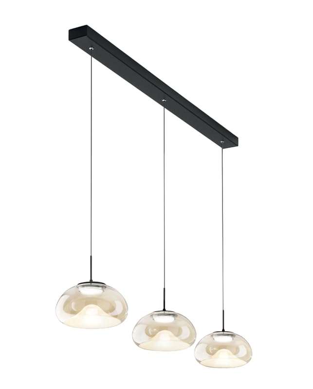 Suspension Fabas Luce Brena en verre cognac | Luminaire LED linéaire 30W variable