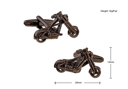 Mancuernillas para hombre KnBoB estilo motocicleta negras elegantes miniatura 4