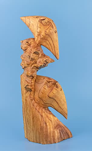 G6 Collection Wooden Hand Carved Two Stingray On Coral Statue Sculpture Wood Decorative Home Decor Accent Figurine Handcrafted Handmade Seaside Tropical Nautical Ocean Coastal Decoration (12" Tall) #TOP1