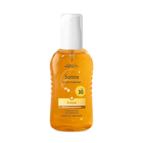 medipharma cosmetics Sonnenspray LSF 30 Transparente ultraleichte Sonnenpflege Mit Bräunungsaktivator zur Verstärkung der natürlichen Bräune Hoher UVA/UVB Schutz gegen Pigmentflecken - 200ml