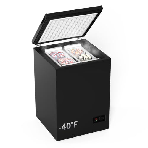 Image of 3.5 Cu Ft Chest Freezer - 2 Removable Baskets 14℉ to -40℉ Quiet Compact Freezer - 7 Temperature Settings - Black Match Day Parties, Home Bar Game Day &Soccer Party
