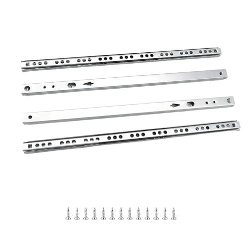 txuzong Glissière pour Tiroir 310-490 mm, 2 Paires de 4 Pièces Coulisse à Roulement en Acier Renforcé, Largeur 17 mm (Fixé) - Compatible Meuble de Cuisine/Armoire/Bureau, Montage Facile