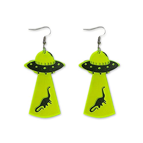 Halloween Skeleton kull Head UFO Earrings Acrylic Alien Dinosaur Cat Spaceship Dangle Earrings for Women Halloween Costume Party Jewelry