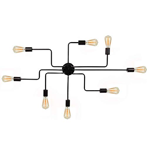 Lustre noir salon plafonnier rustique cuisine luminaire suspendu 8 lampes