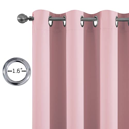Yakamok Insulated Blackout Window Draperies - Energy Efficient Home Decor Grommet Top Curtains for Bedroom(Pink, 52Wx36L, 2 Panels)