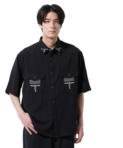 [ナノ・ユニバース] エンブロイダリー ウェスタン シャツ メンズ M 010 ブラック 668-5221208