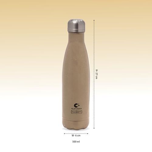Image of Clay Craft Vacbott Vaccum Bottle, Stark Sparkle Double Walled Insulated 24 Hours Hot and Cold Water Bottle - 500 ml -1 Piece (Sparkle Gold) Water Bottles for School, Home, Gym, Leakproof, Rust free