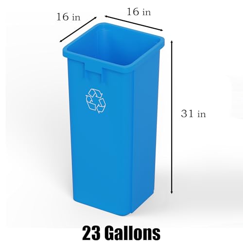 Image of 23 Gallon Blue Square Commercial Trash Garbage Can | Outdoor Office Restaurant School Kitchen