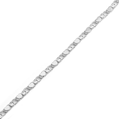 Floreo 10K White Gold 3.5Mm Heart Anklet For Women And Girls, 9 Inch #TOP2
