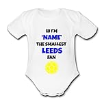 Psychobaby LEEDS INSTANT PREVIEW - See What You are Buying Smallest Fan Utd Custom Babygrow United