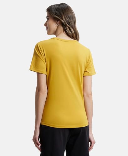 Image of Jockey AW88 Women Super Combed Cotton Rich Relaxed Fit Solid Curved Hem Styled Half Sleeve T-Shirt