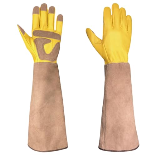 Gants de jardin 1 paire en cuir 18 pouces de jardinage long gants pour les hommes femmes épreuve du jardinage pour cactus, élagage des roses, apiculture, soudage longtemps