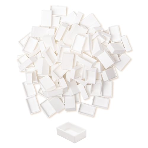 Bofanze 100 Stück Leere Aquarell Pfannen 3.6ml Weißer Kunststoff Leere Farbpfannen Leere Wasserfarben-Pfannen Aquarellfarben Pfannen für DIY-Malerei, leerer Aquarellkasten（Volle Pfannen