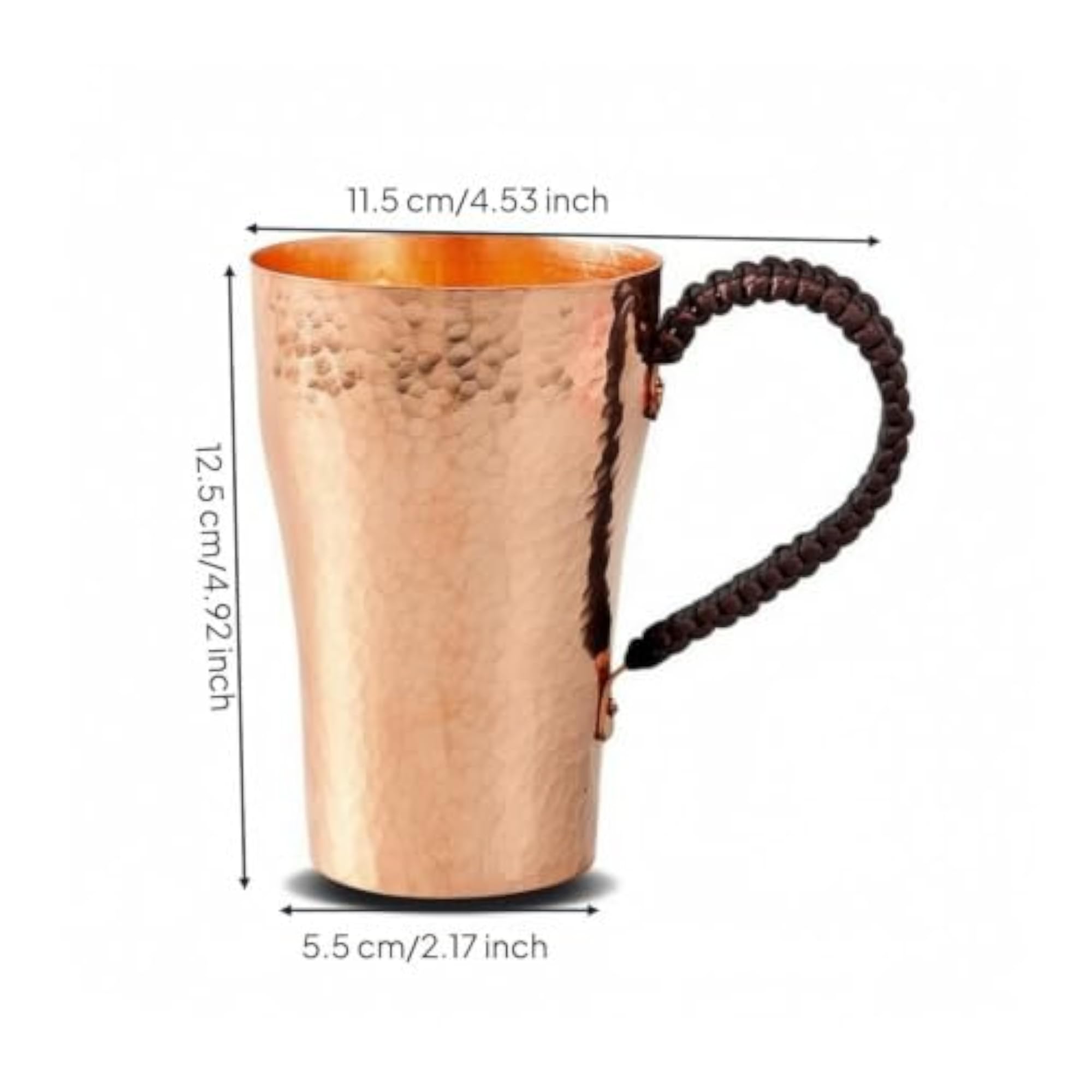 Copper Tea Cup with Side Handle Vintage Hammered