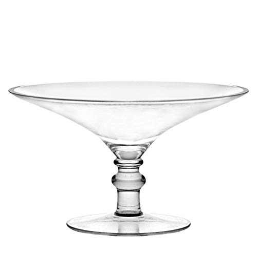 Footed Compote -Footed Shallow Bowl - Footed Dish - Crystal Glass - 975 Bowl Diameter - 575 Height - For Fruit - Nut - Candy - Beautiful Gift Box - by Barski - Made in Europe