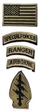  Astonish 5pcs Special Forces Ranger Airborne Armband Amerika Flag Patch Bestickt Army3D Haken und Schlaufen-Abzeichen: 3