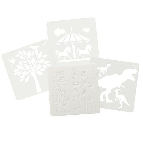 JOLLY Airbrush Schablone Set, 30 Stück, 13x13-Format, Kunststoff, Transparent, Vielseitige Motive, Wiederverwendbar