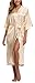 Damen Bademantel aus Satin, lang, Kimono-Nachthemd, einfarbig, lang, champagnerfarben, X-Large