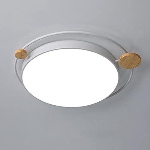 Plafonnier rond en bois LED encastré gris et blanc style nordique pour chambre