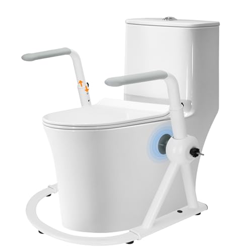 Toilet Safety Rails for Elderly Handicap- 400 lbs Capacity Adjustable Safety Frame with Foldable Armrests