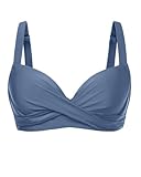 Aqua Eve Women Underwire Bikini Top - Push Up Swimsuit Top Bra Padded Bathing Suit 2025 Twist Front Swimwear Grey Blue L